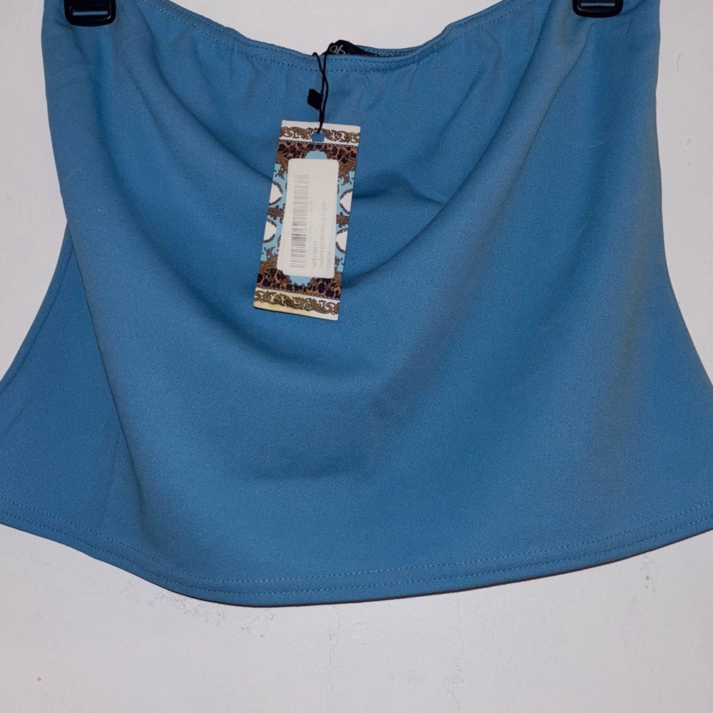 Elegant Blue Women's trouser set- blue matching set- strapless top with trousers